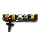 Magnetic Hematite Religious Sealed Icon Bracelet with Cross 7.8inch